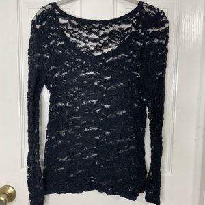 Black Lace Long Sleeve Top | Maurice’s